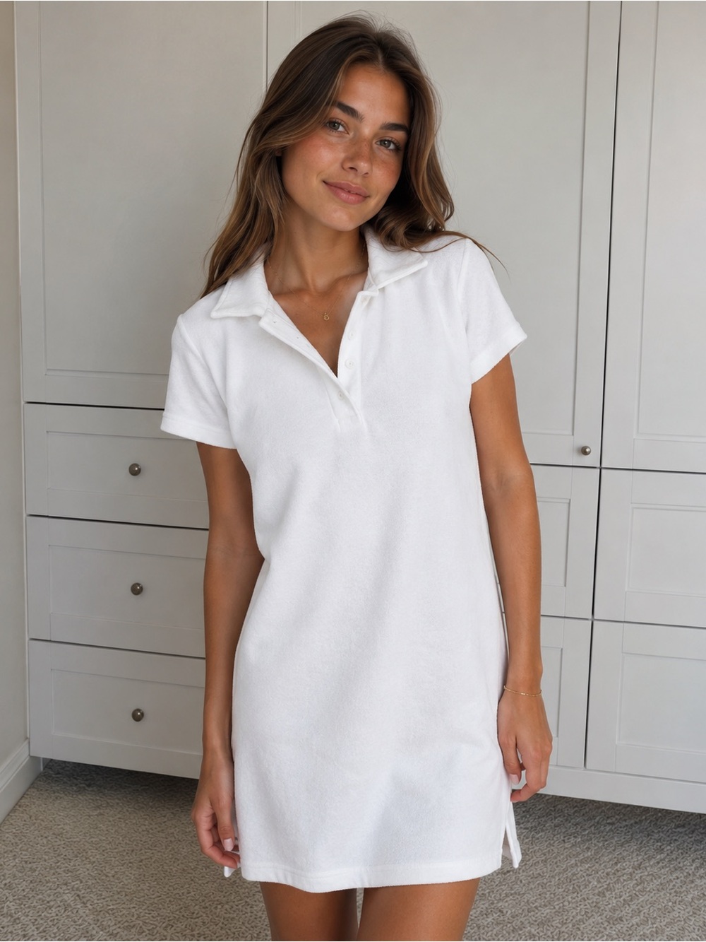 Aritzia- TNA White Terry Polo Dress